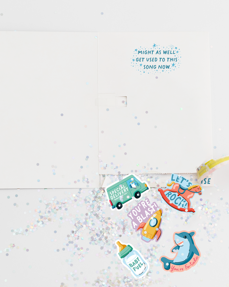 Endless Baby Shower Card Glitter and Sticker Surprise