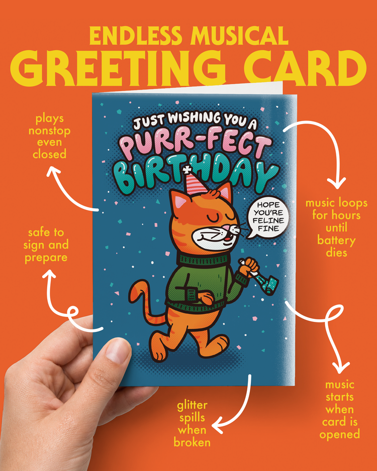 Endless Cool Cat Birthday Card with Glitter