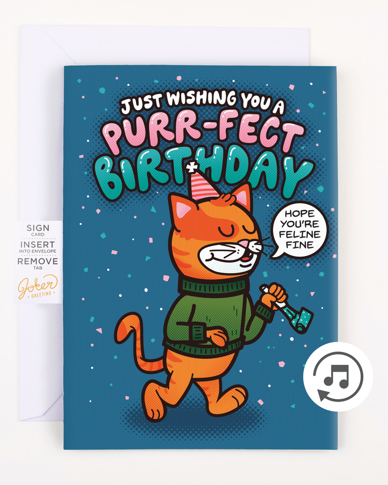 Endless Cool Cat Birthday Card with Glitter