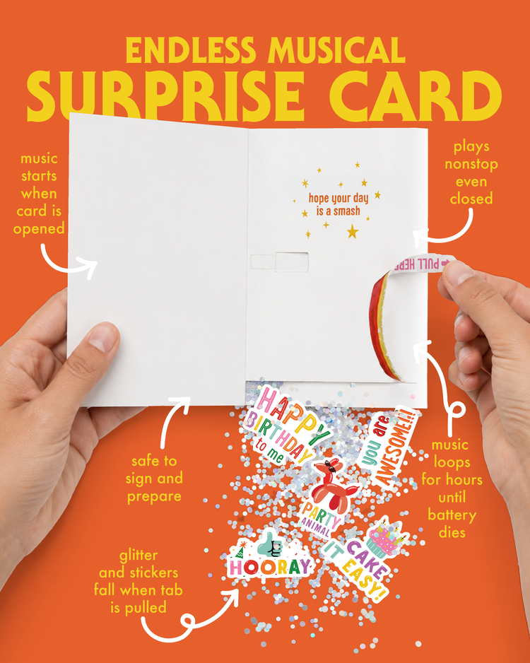 Endless Piñata Birthday Card with Glitter and Sticker Surprise