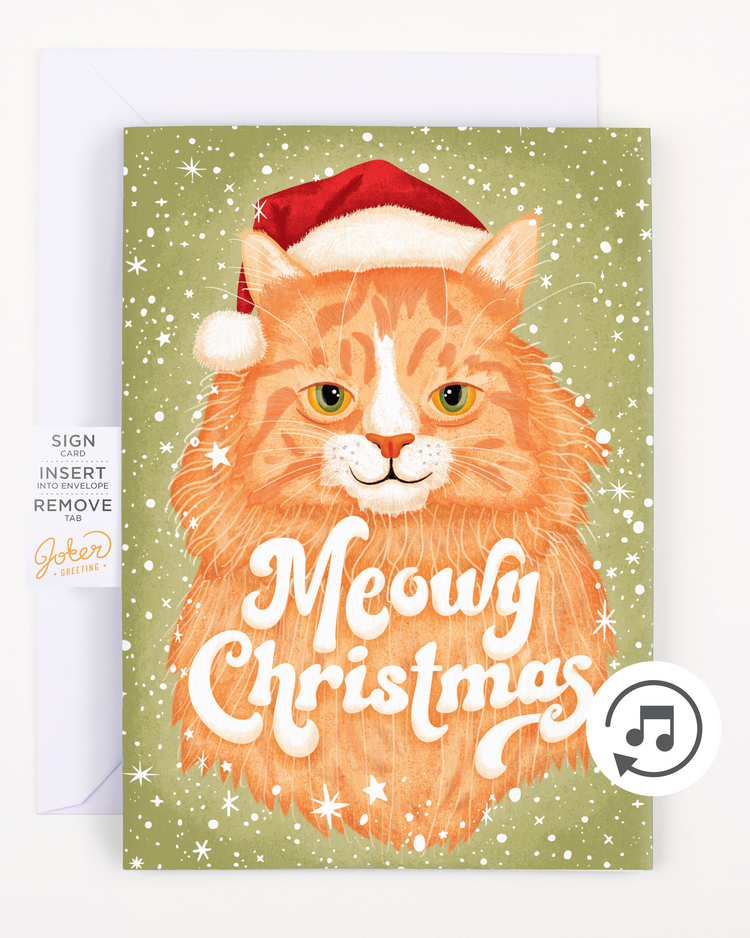 Endless Meowy Christmas Card with Glitter
