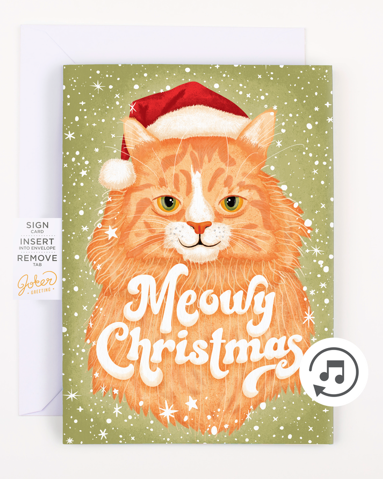 Endless Meowy Christmas Card with Glitter
