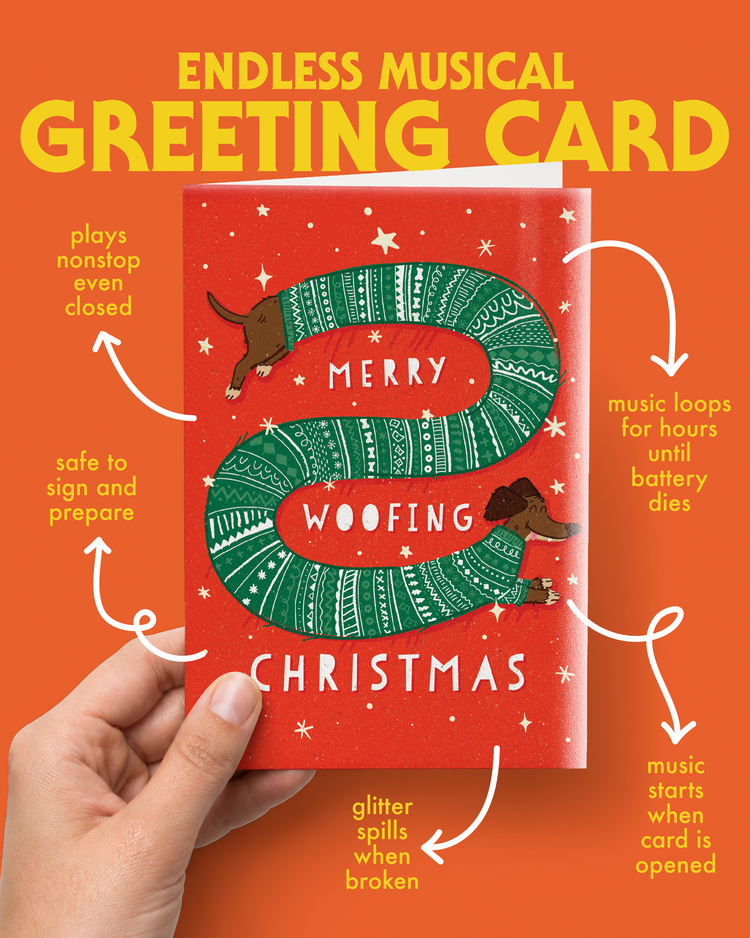 Endless Woofing Christmas Card with Glitter