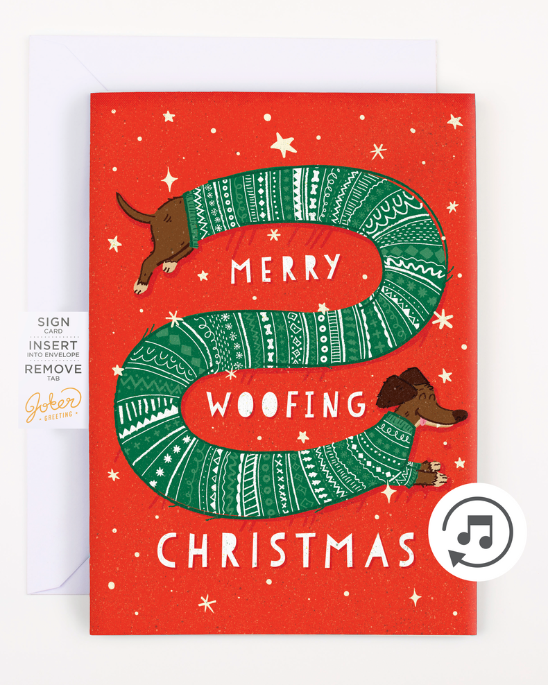 Endless Woofing Christmas Card with Glitter