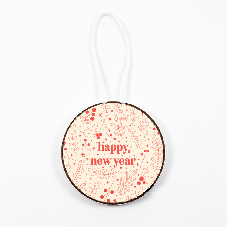 Happy New Year cricket chirp ornament with festive botanical design by Joker Greeting endless sound prank decoration