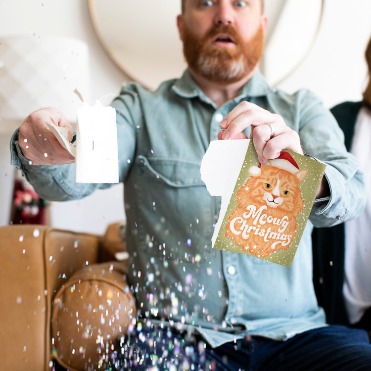 Meowy Christmas Card with Glitter Trap Envelope - Bundle