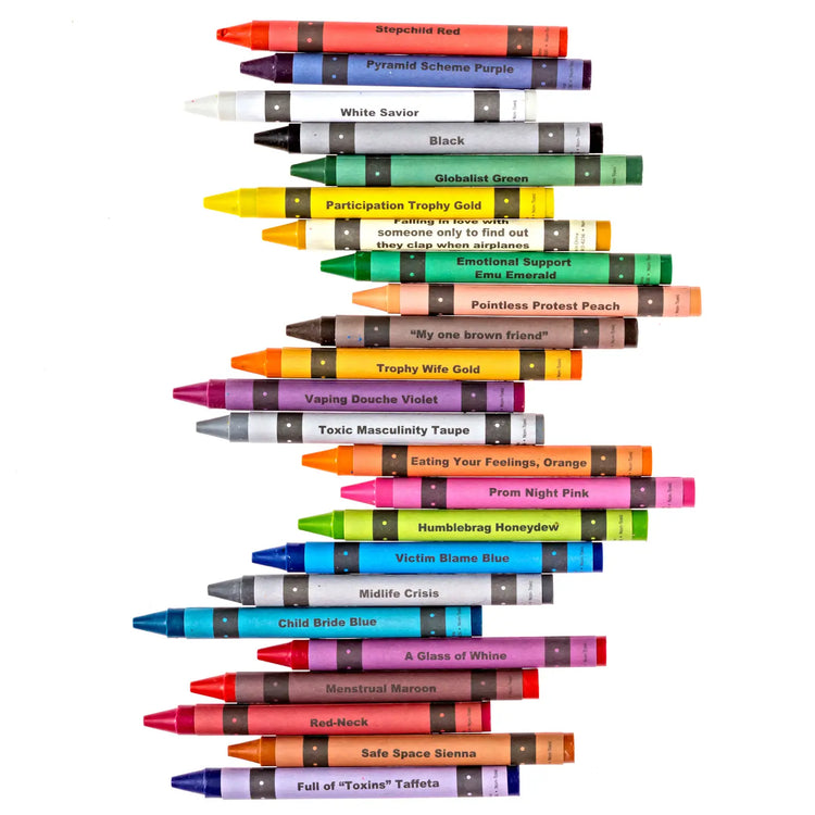 Close-up of Crayons and names