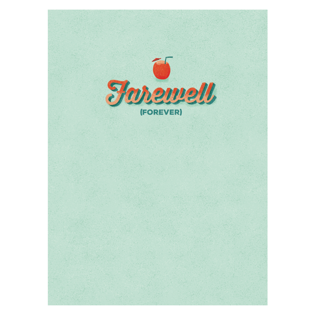 Inside of the retirement card. The background is green and says "Farewell"