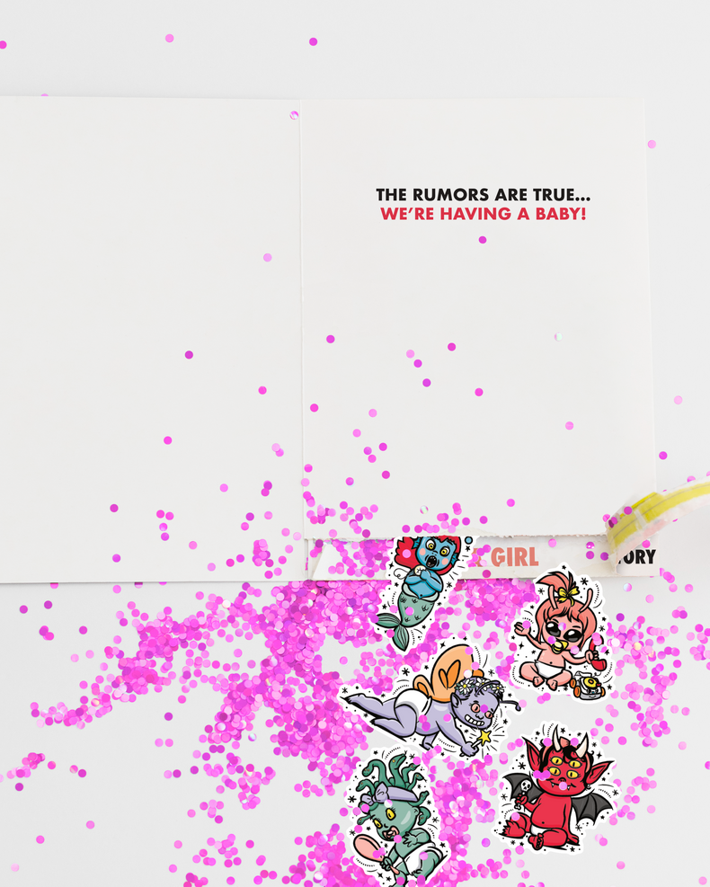 Gender Reveal Girl Glitter and Sticker Surprise