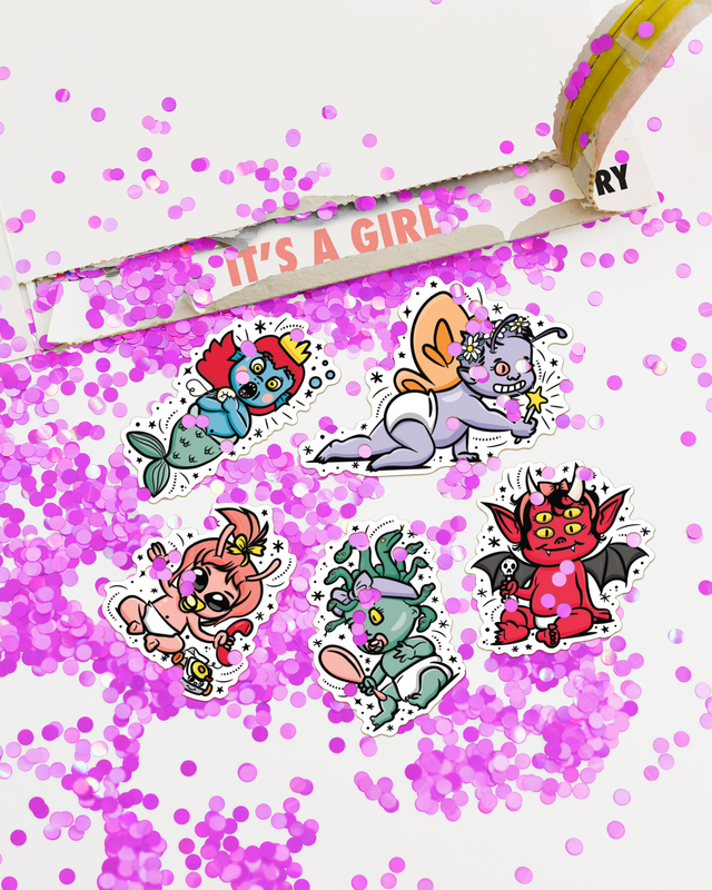 Gender Reveal Girl Glitter and Sticker Surprise