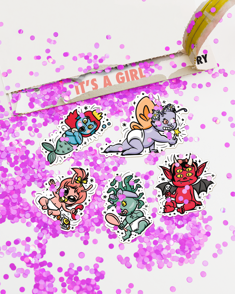 Gender Reveal Girl Glitter and Sticker Surprise