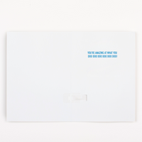 Inside view of endless Baby Shark musical greeting card showing You're Amazing at What You Doo Doo Doo message in blue text