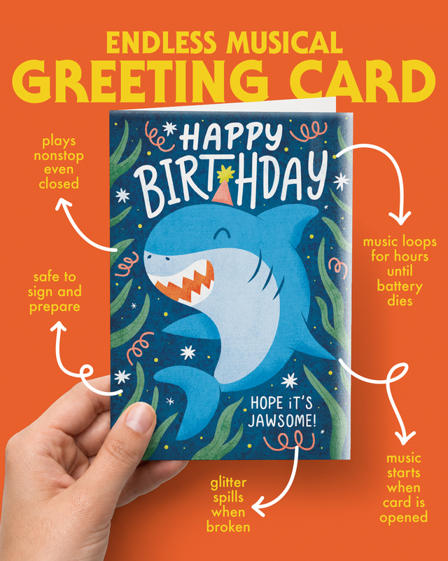 Endless Baby Shark Birthday Card with Glitter
