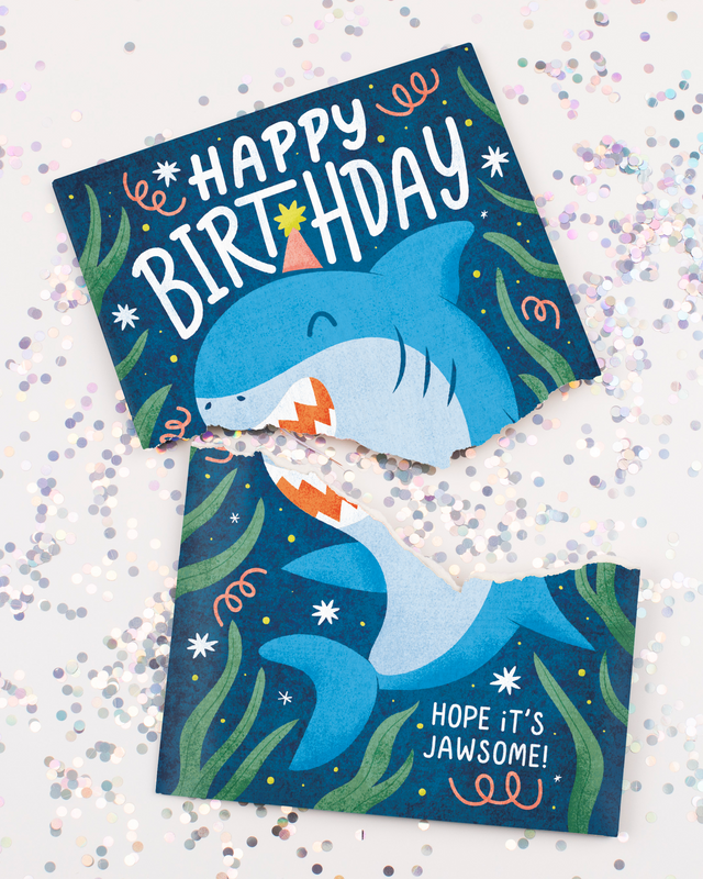 Endless Baby Shark Birthday Card with Glitter