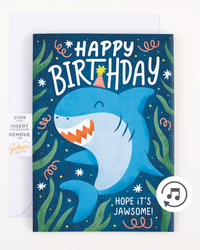 Endless Baby Shark Birthday Card with Glitter