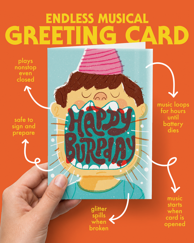 Endless "Burpday" Birthday Card with Glitter