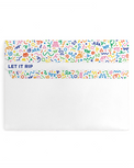Colorful patterned envelope with 'LET IT RIP' text on a white background