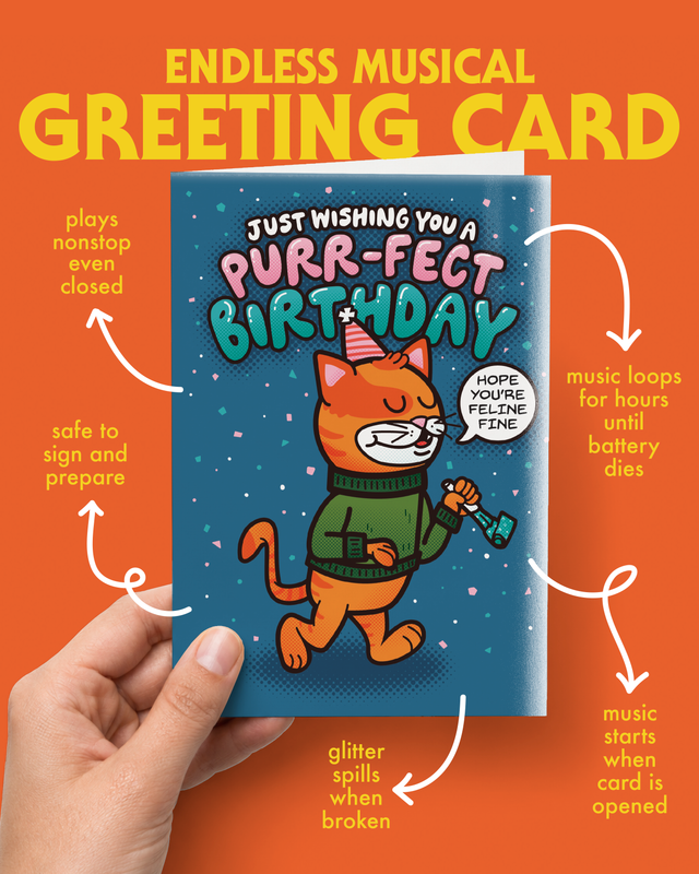 Endless Cool Cat Birthday Card with Glitter