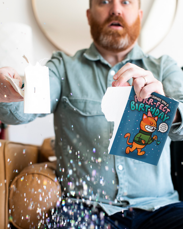 Endless Cool Cat Birthday Card with Glitter