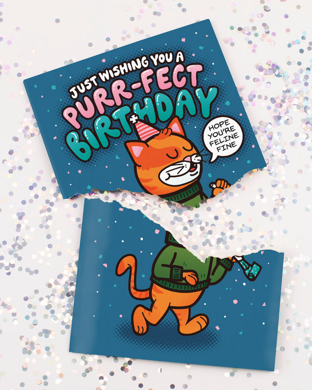 Endless Cool Cat Birthday Card with Glitter