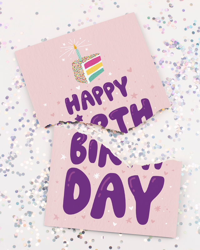 Endless Birthday Cake Card with Glitter