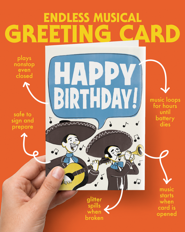 Endless Mariachi Birthday Card with Glitter