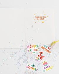 Endless Piñata Birthday Card with Glitter and Sticker Surprise
