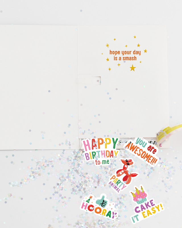 Endless Piñata Birthday Card with Glitter and Sticker Surprise