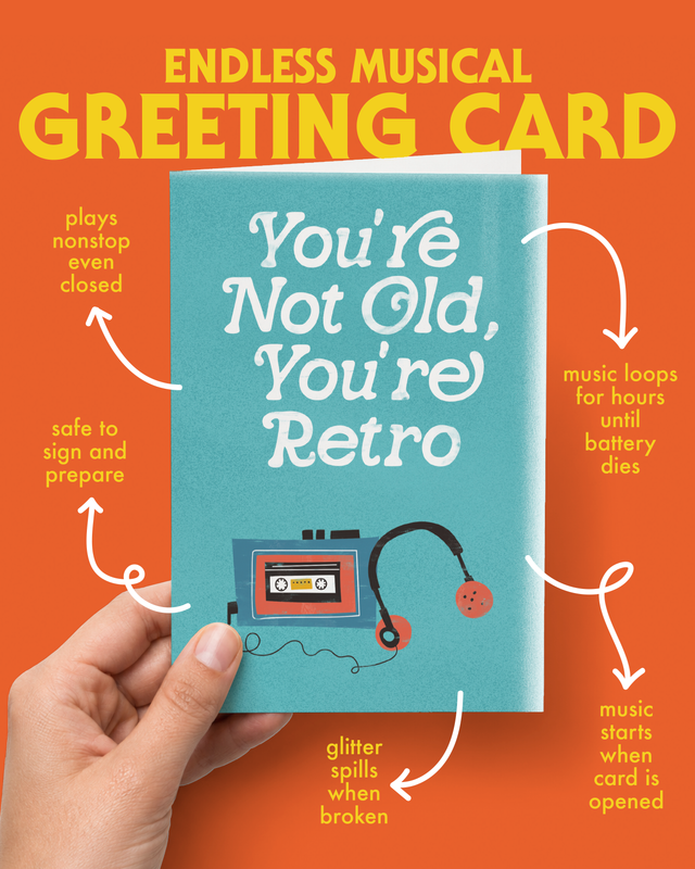 Endless Retro Birthday Card with Glitter