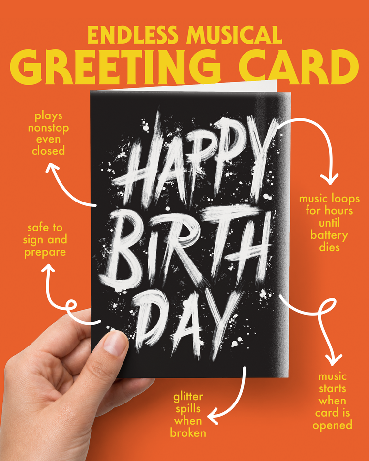 Endless Screamer Birthday Card with Glitter