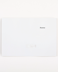 White card with 'Forever' text on a white background