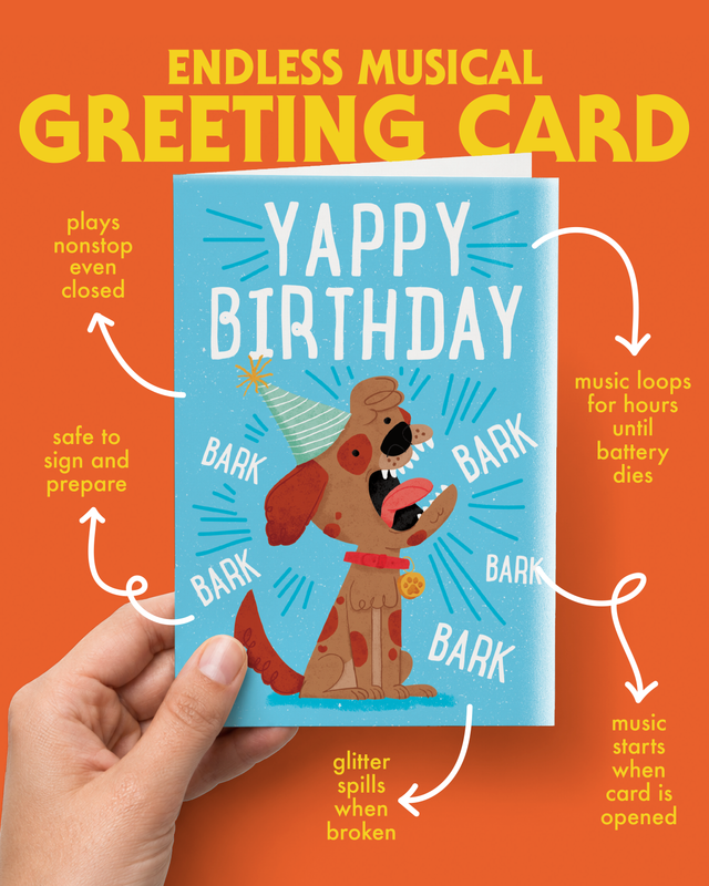 Endless Barking Birthday Card with Glitter