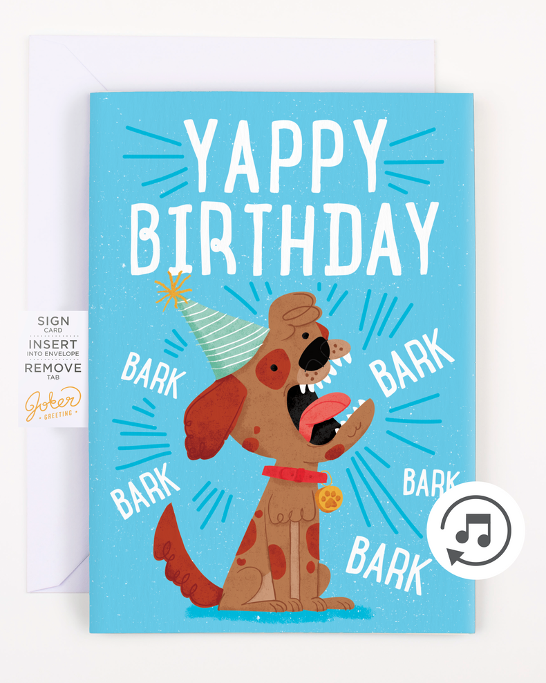 Endless Barking Birthday Card with Glitter