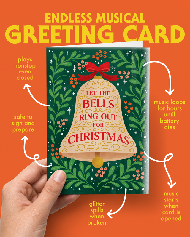 Endless "Ding Fries Are Done" Christmas Card with Glitter
