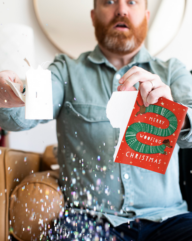 Endless Woofing Christmas Card with Glitter