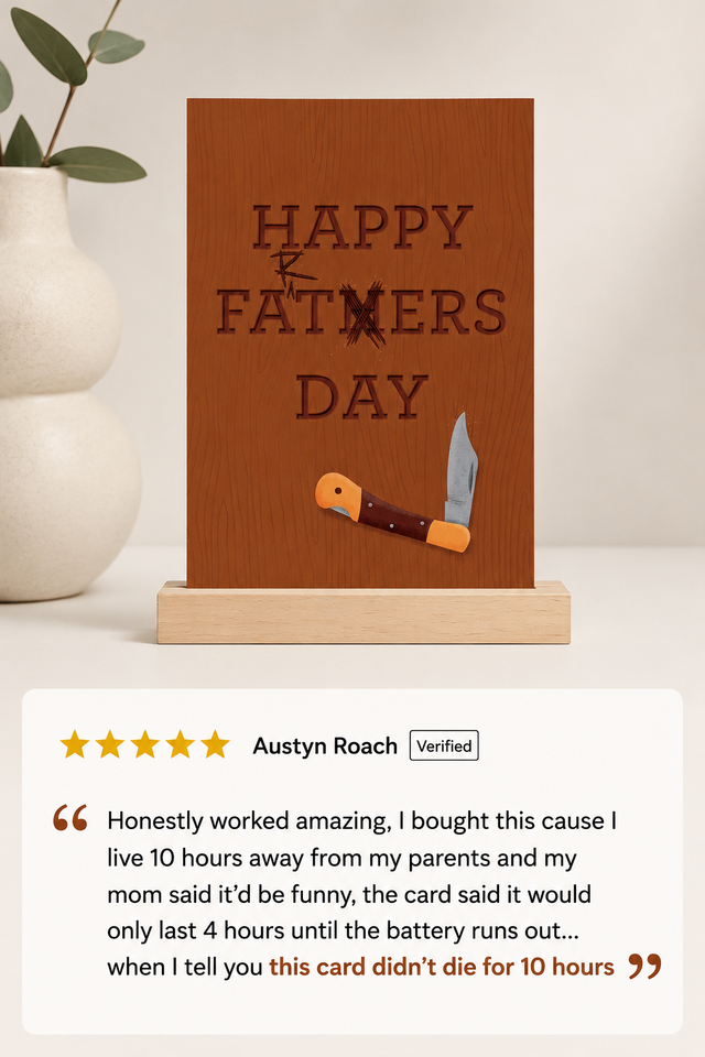 Endless Farting Father's Day Card with Glitter and Stickers Surprise
