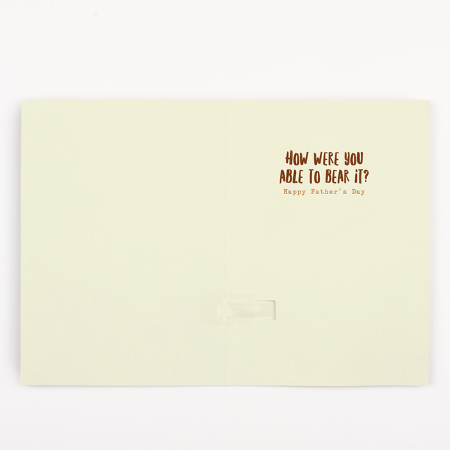Inside message of Father's Day baby crying card - How Were You Able to Bear It Happy Father's Day text on cream background