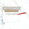  Joker Greeting white glitter trap envelopes with large glitter scattered around showing various stages of opening and glitter activation