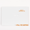 Halloween monster card showing Hope Its Monstrously Cool message before glitter release with pull tab visible