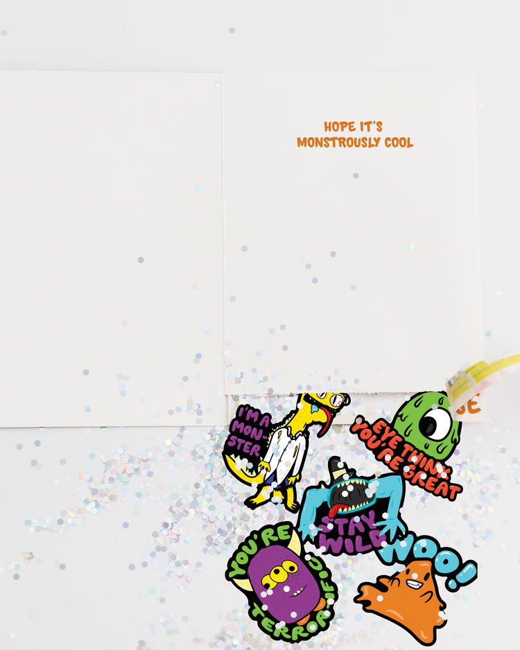 Halloween Monster Card with Glitter & Stickers