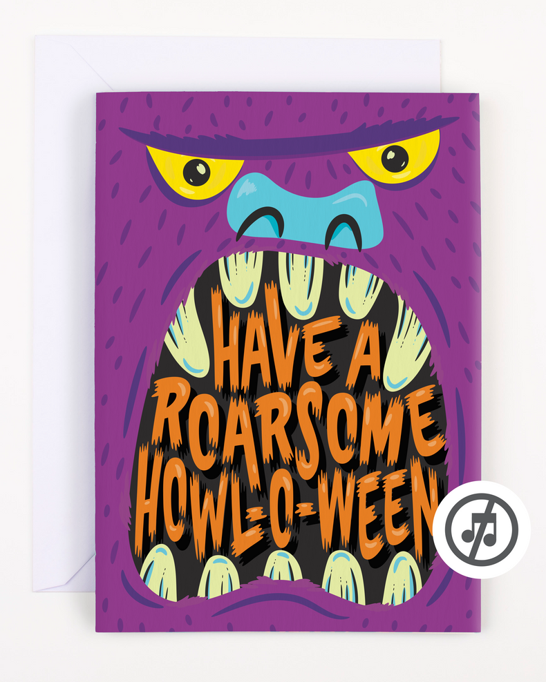 Halloween Monster Card with Glitter & Stickers