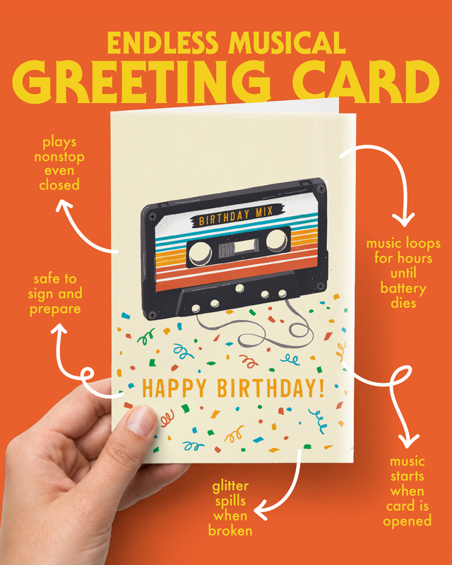 Endless "Never Gonna Give You Up" Birthday Card with Glitter