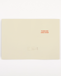 Beige envelope with 'FOREVER AND EVER' text in red on a white background