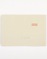 Beige envelope with 'FOREVER AND EVER' text in red on a white background