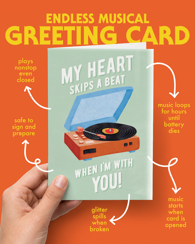 Endless Never Gonna Give you Up Valentines Card with Glitter