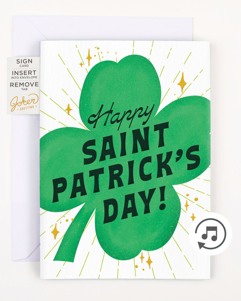 Endless Bagpipes St. Patricks Day Card with Glitter and Sticker Surprise