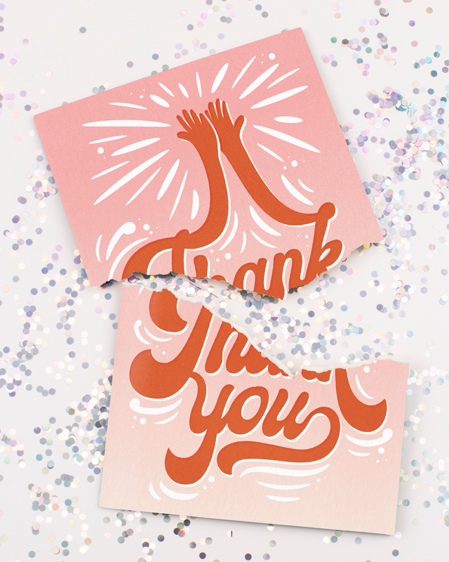 Endless High-Pitched Thank You Card with Glitter