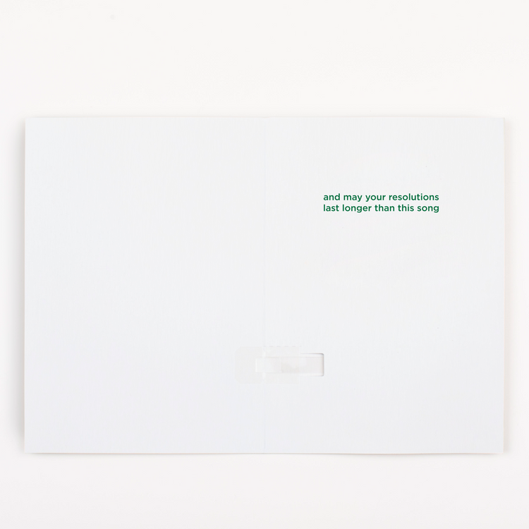 White card with green text on a white background
