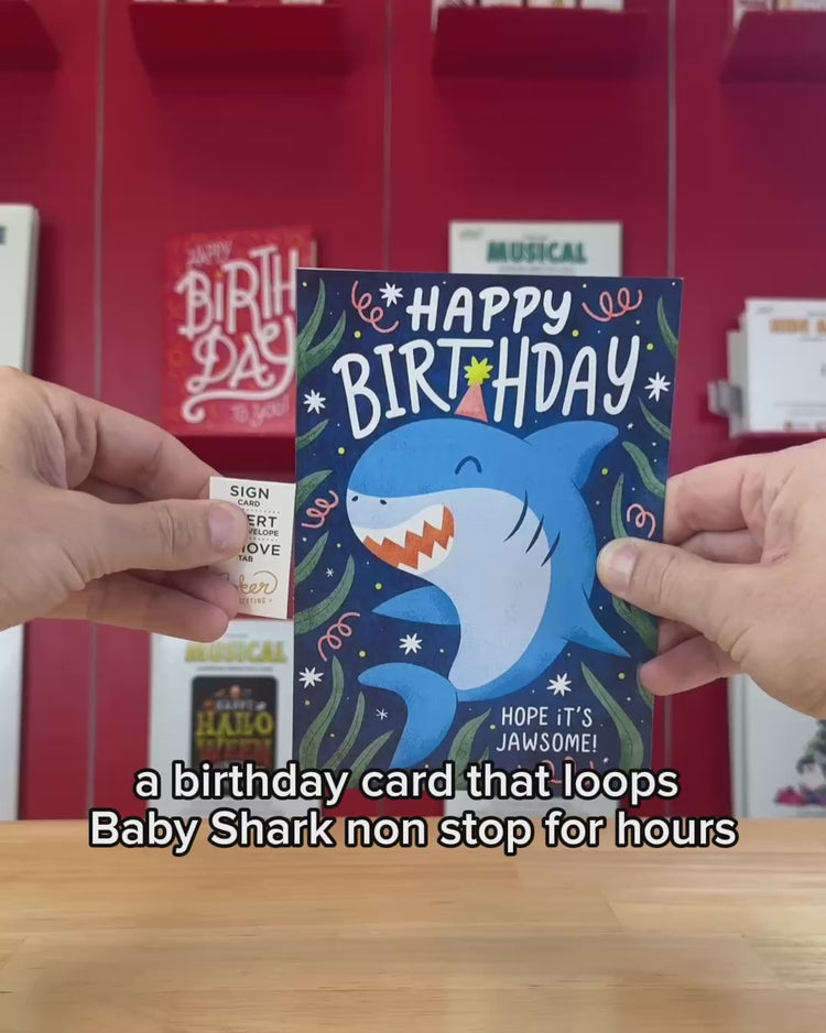 Endless Baby Shark Birthday Card with Glitter