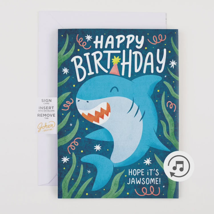 Endless Baby Shark Birthday Card with Glitter
